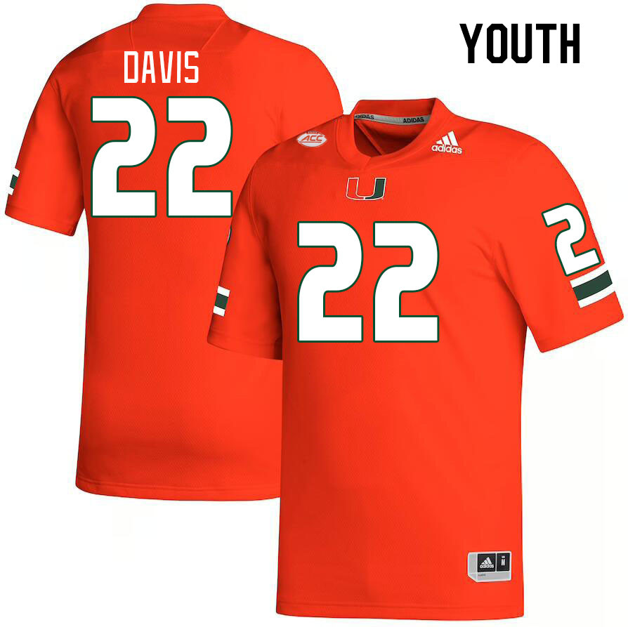 Youth #22 Jaden Davis Miami Hurricanes College Football Jerseys Stitched Sale-Orange - Click Image to Close